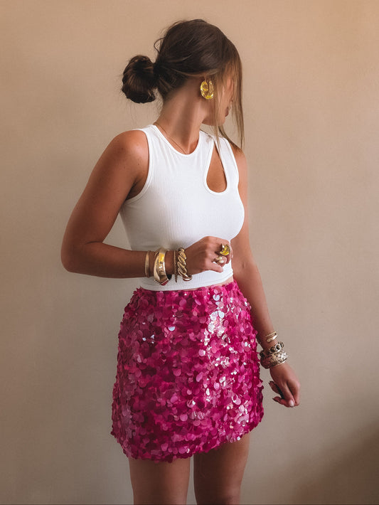 Jupe Lola sequins rose