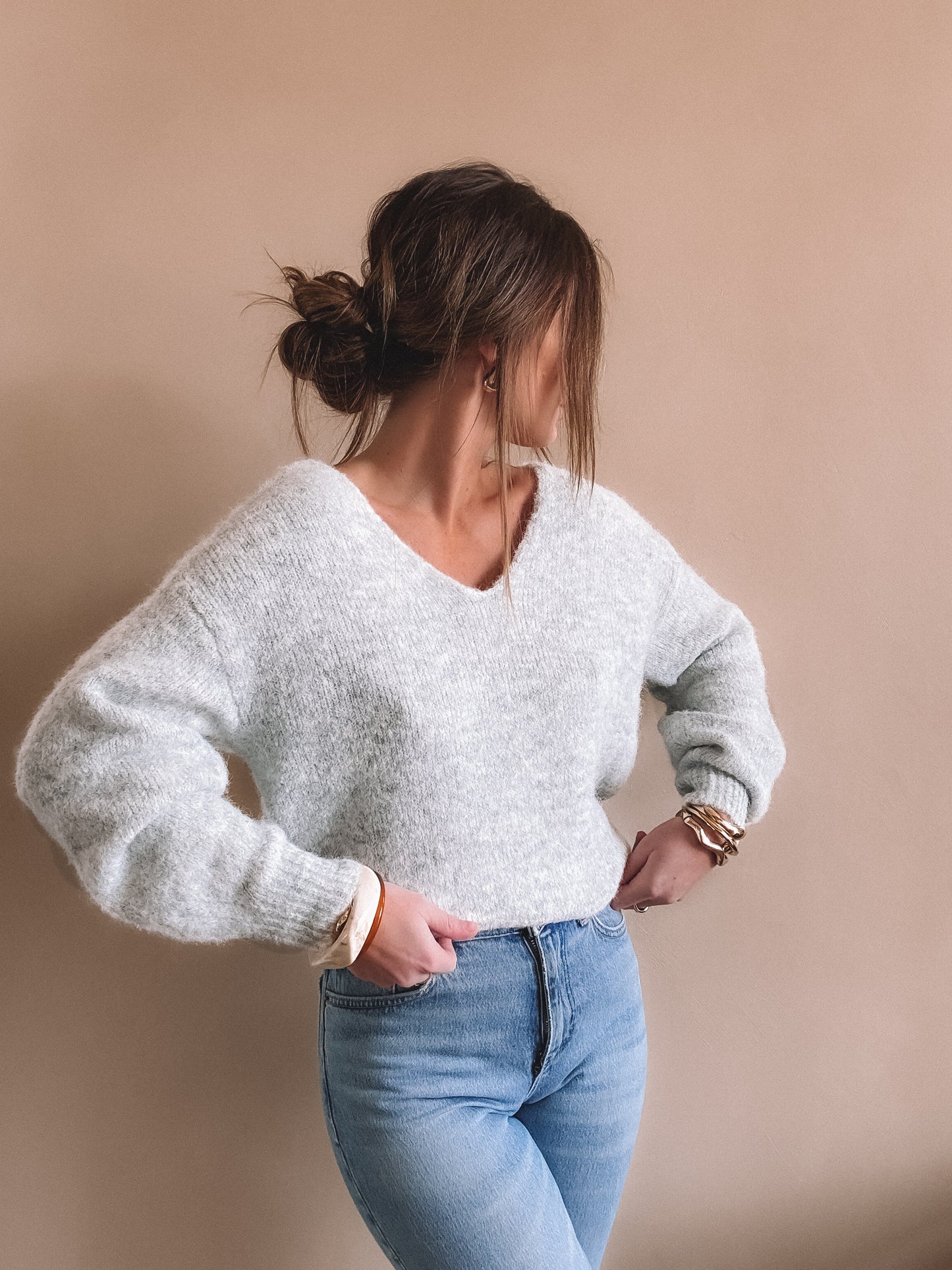 Pull Béa gris dos nu