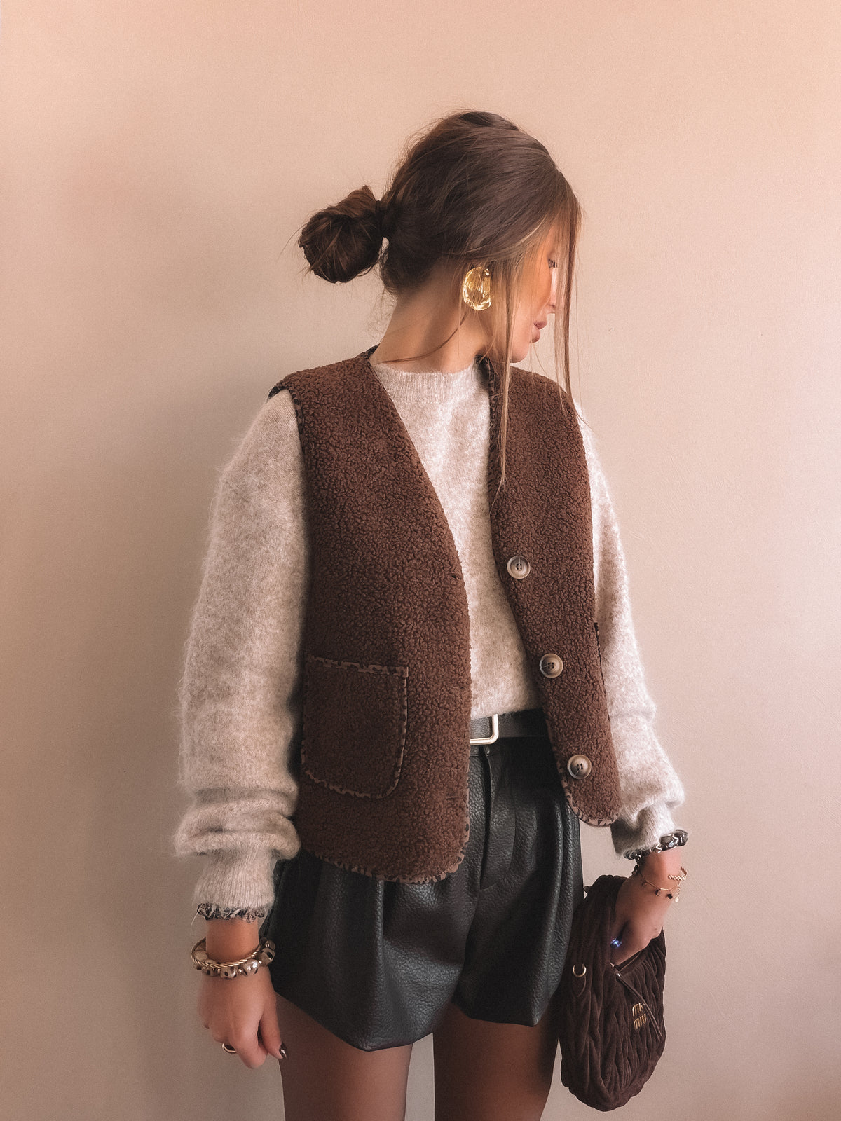 Gilet sans manches ÉLÉONORE Marron