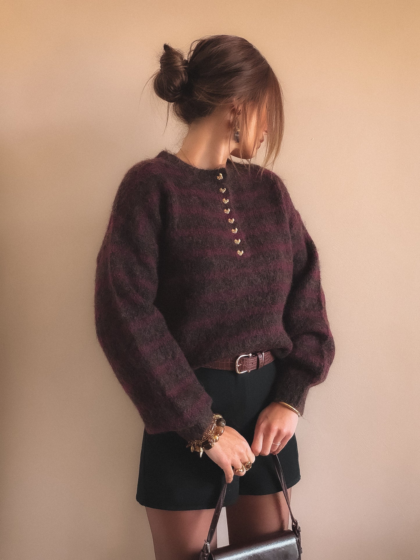 Pull Elya Rayures bordeaux