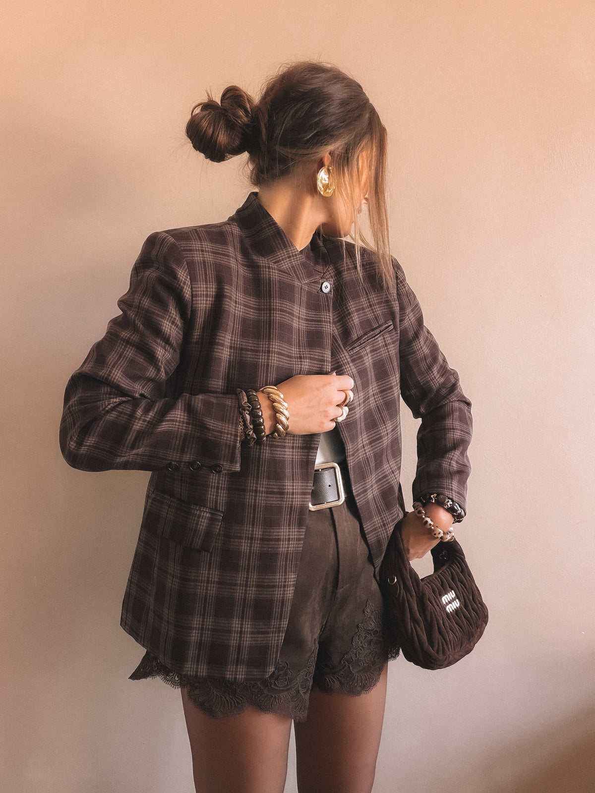 Blazer VICTOIRE à carreaux marron