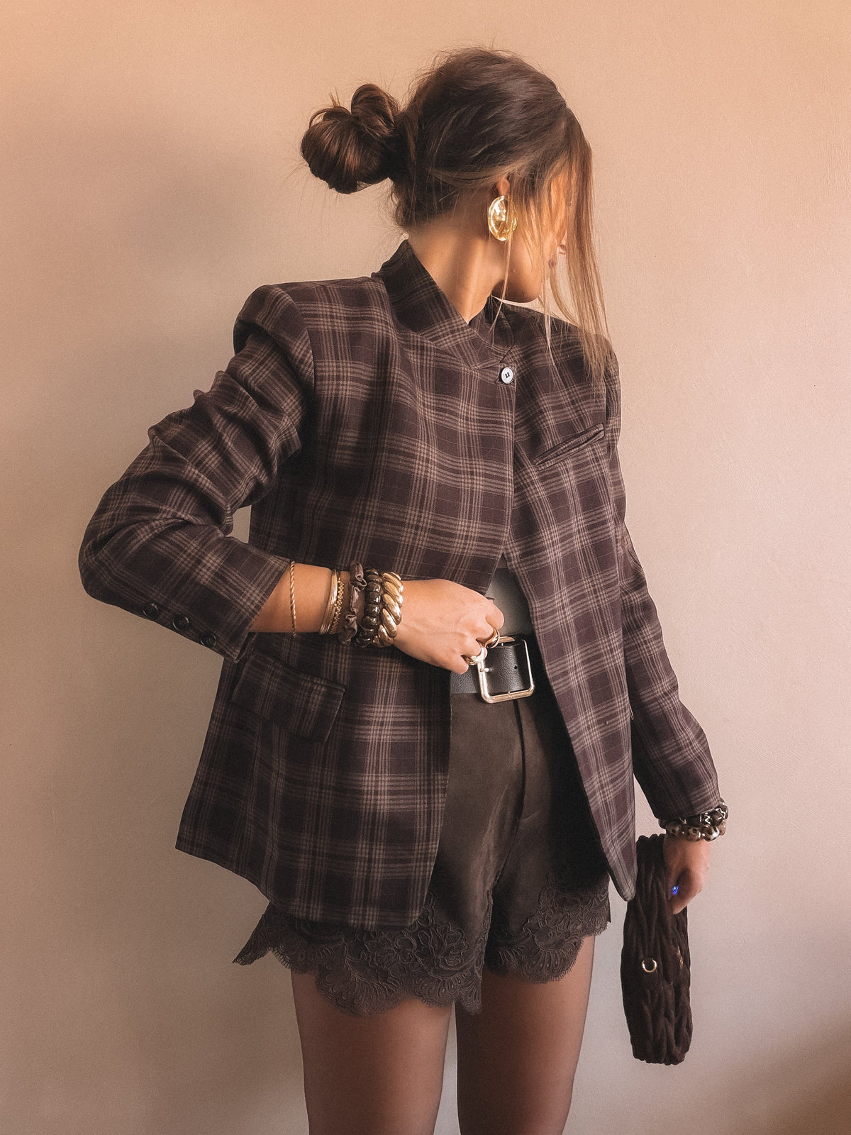 Blazer VICTOIRE à carreaux marron
