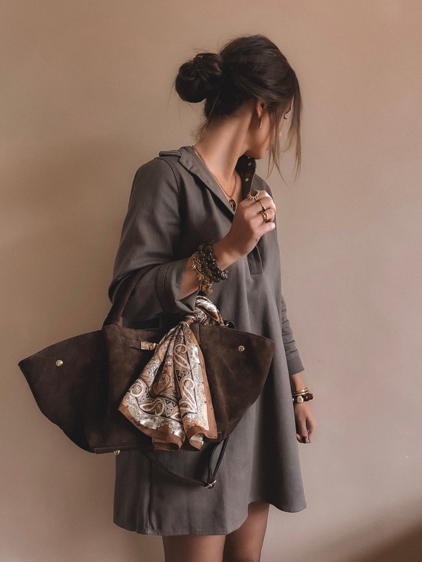 Robe en jean Almena Marron