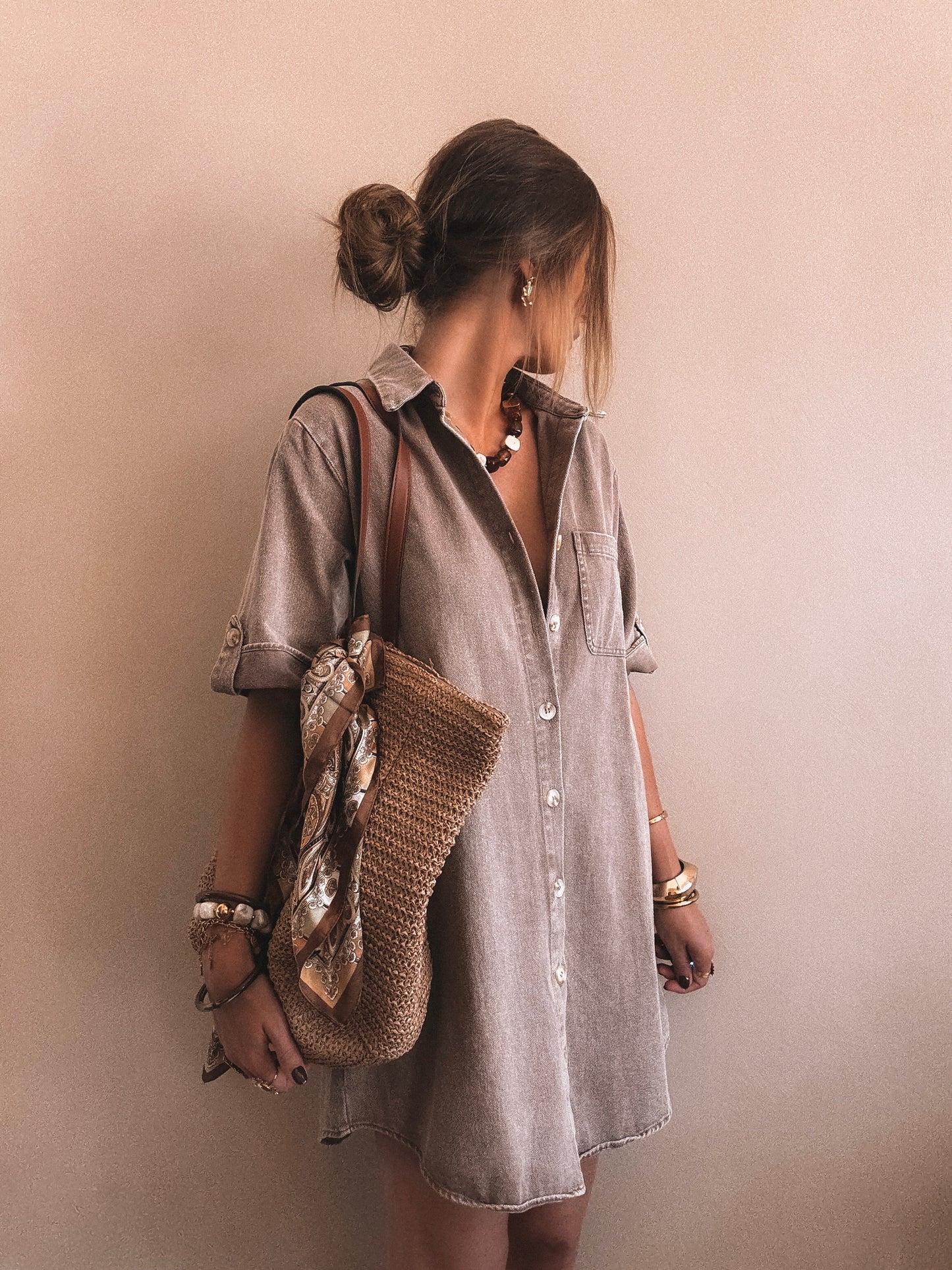 Robe en jean Tara Camel
