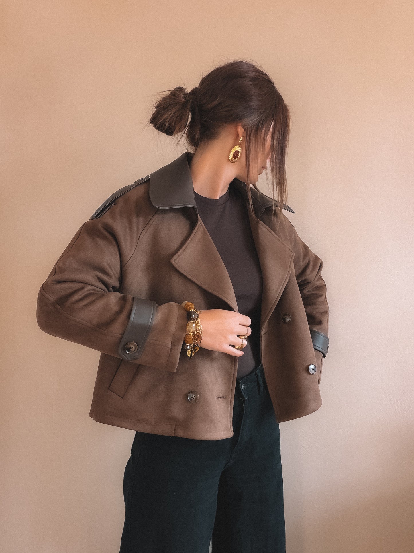 Manteau Charlie Marron Suédine