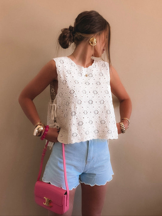 Top crochet Alba Ecru