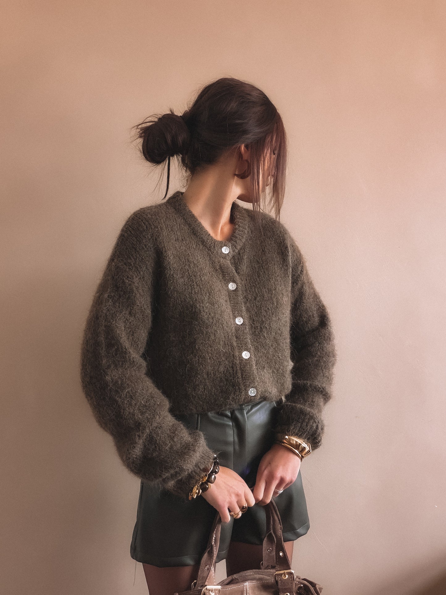 Short June Taupe Simili Cuir