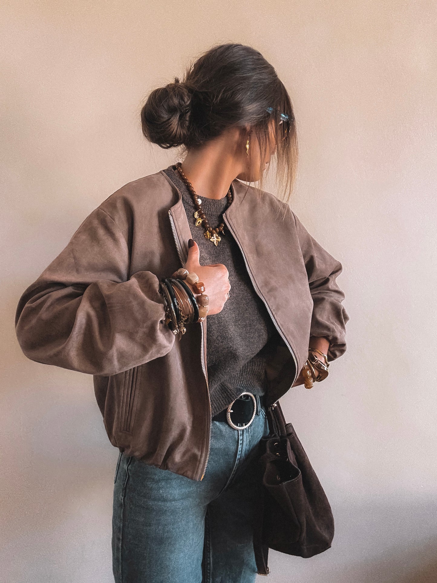 Veste Alba Suédine Taupe