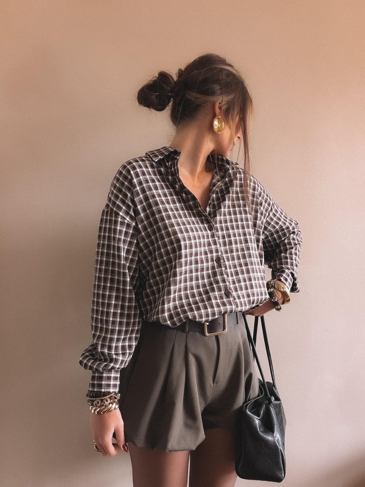 Chemise Sidonie à carreaux Marron