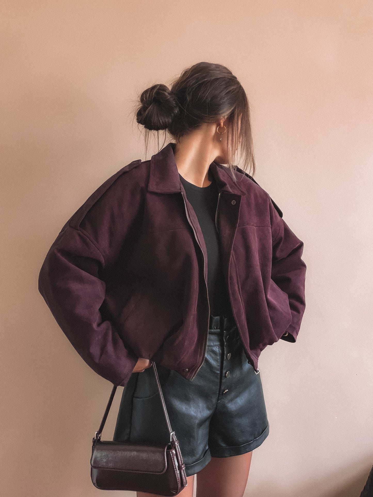 Veste Ruby Suédine Bordeaux