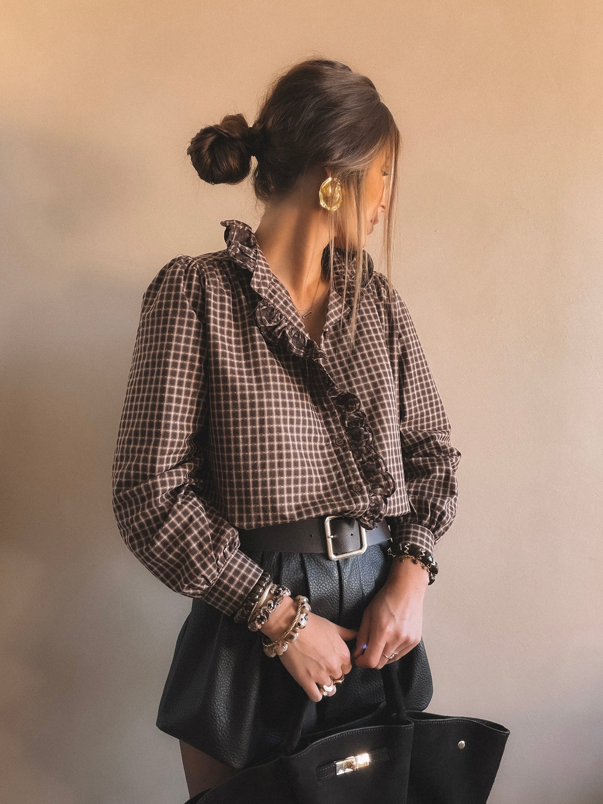 Chemise Lara à carreaux Marron