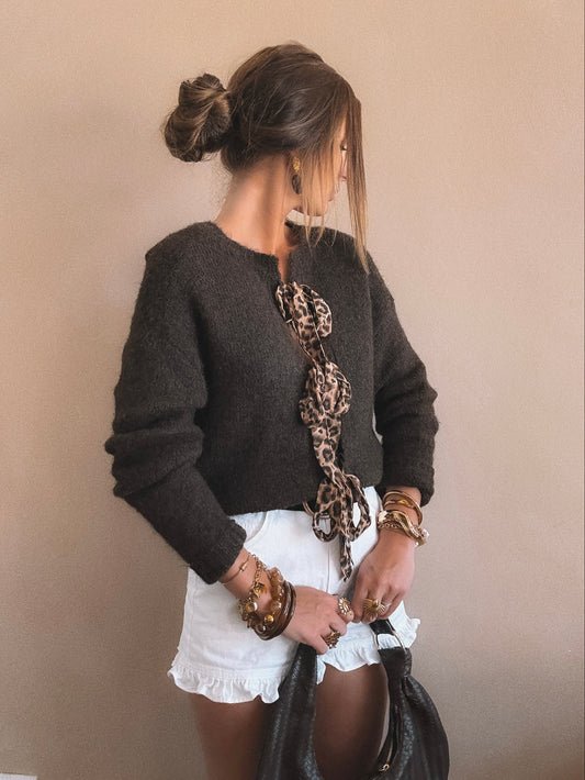 Pull Mila Leopard Marron