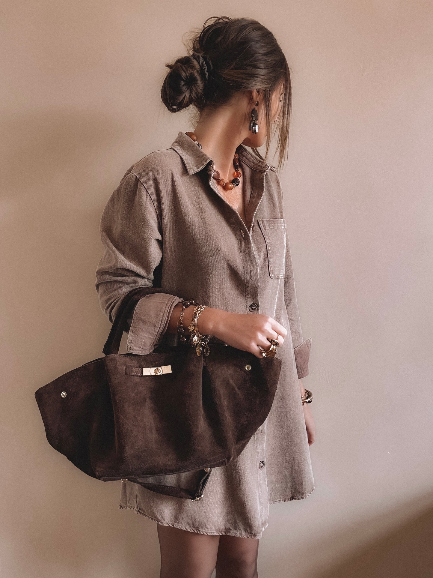 Robe en jean Ines Taupe