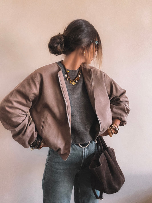 Veste Alba Suédine Taupe
