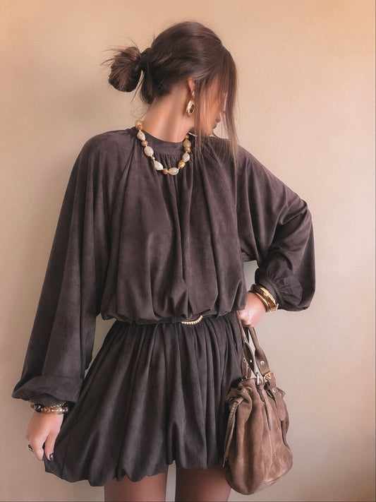 Robe Aria Suédine Marron