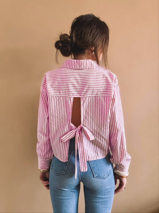 Chemise Judith à rayures rose