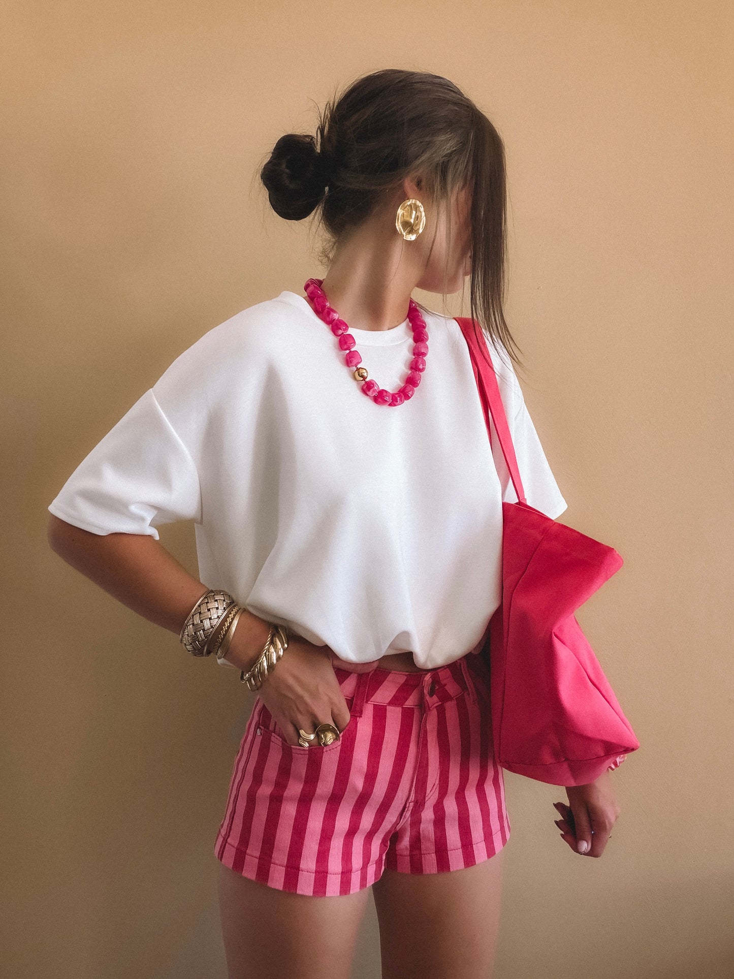 Short Rosa à rayures