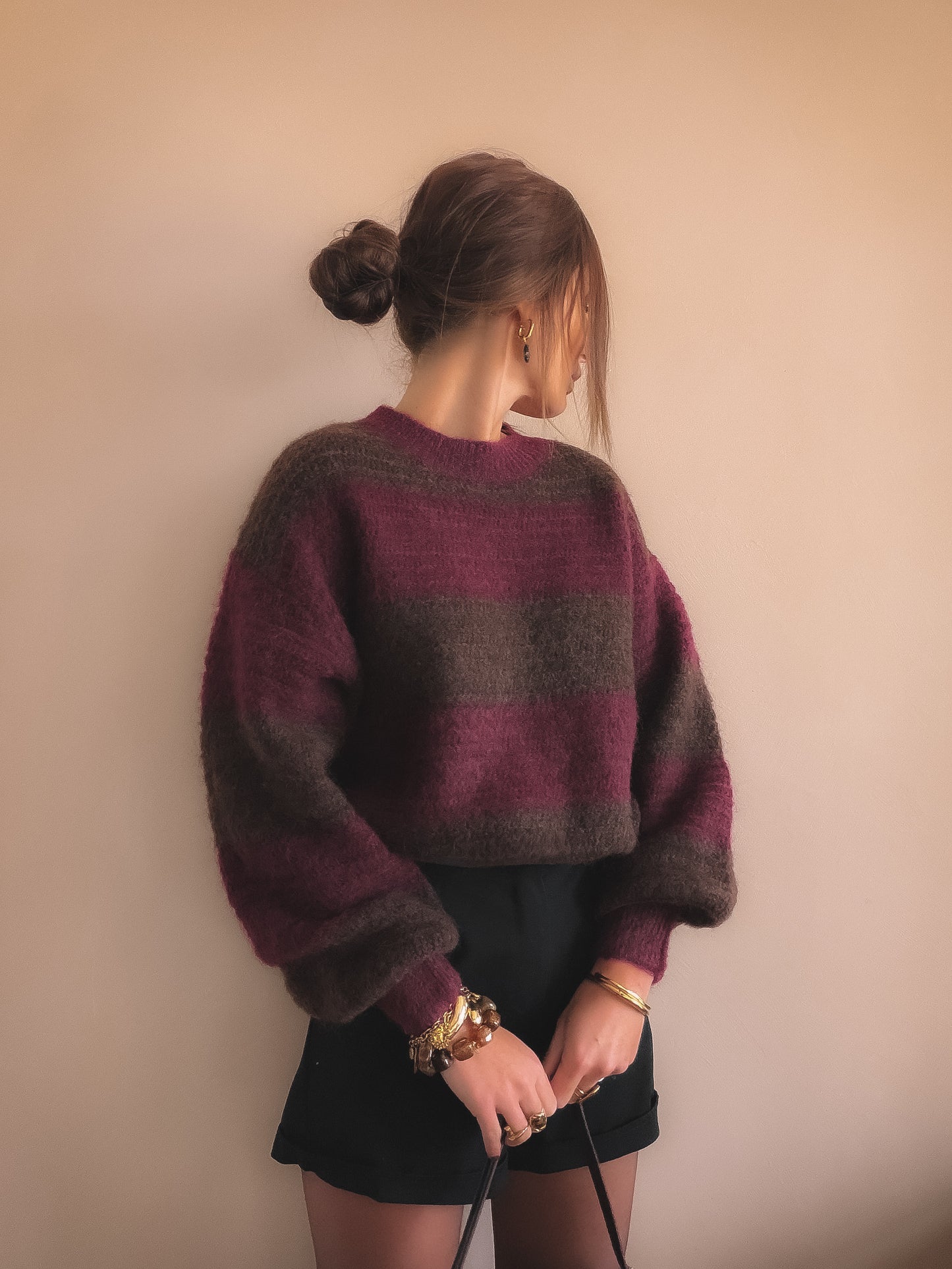 Pull Adelia Rayures bordeaux