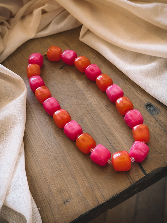 Collier Sunset rose et orange
