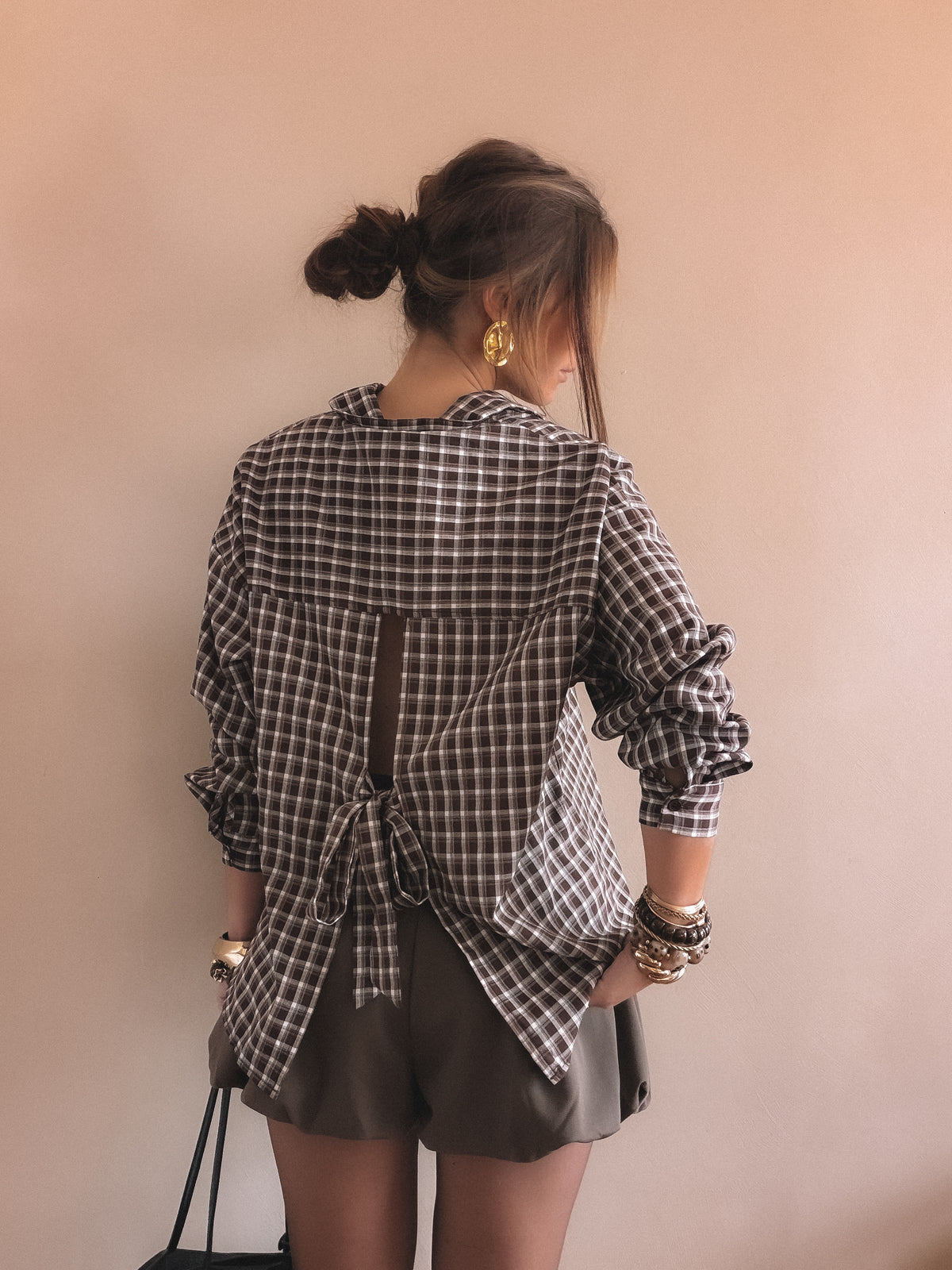 Chemise Sidonie à carreaux Marron