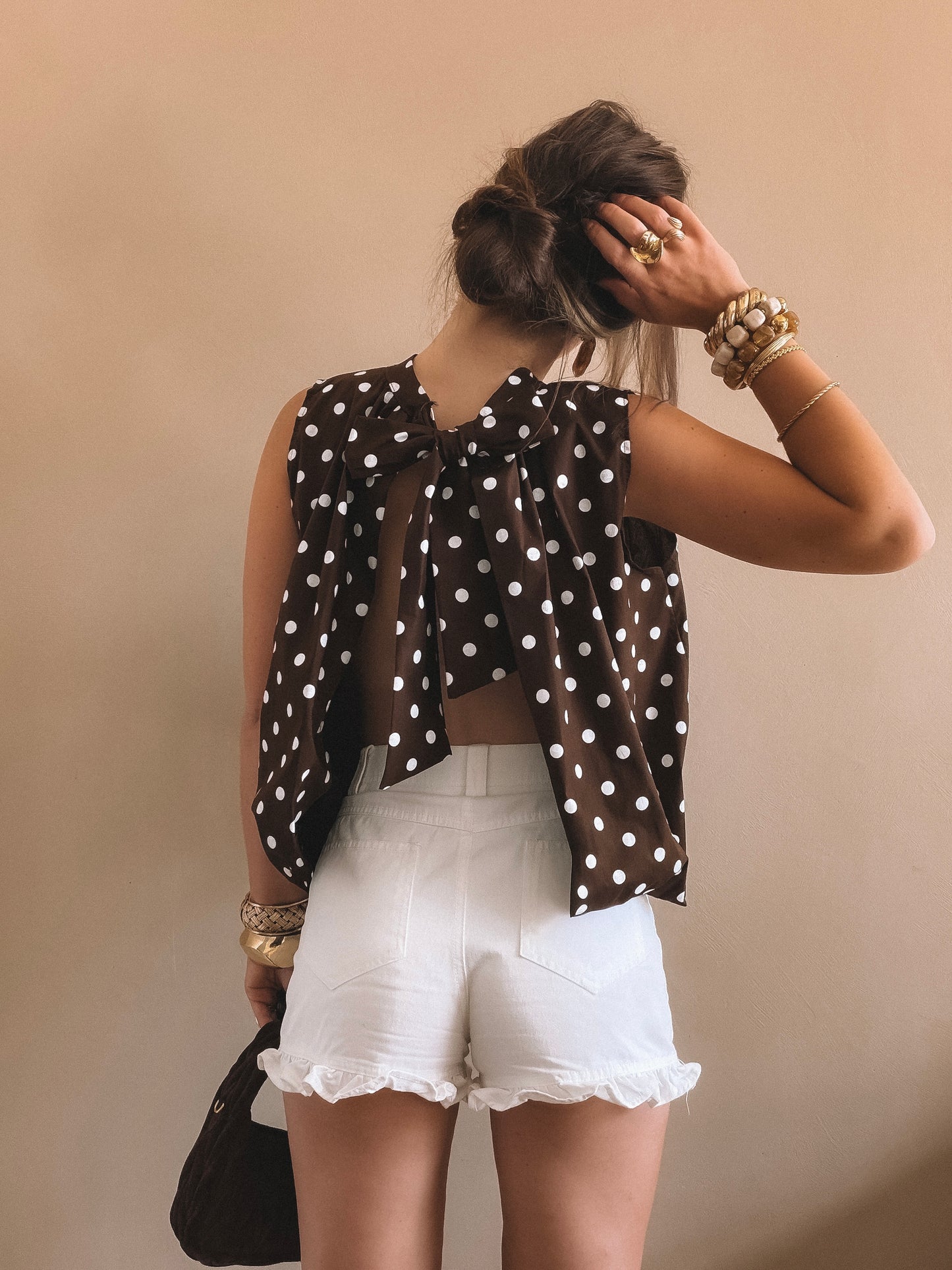 Blouse Célia Marron pois Blanc