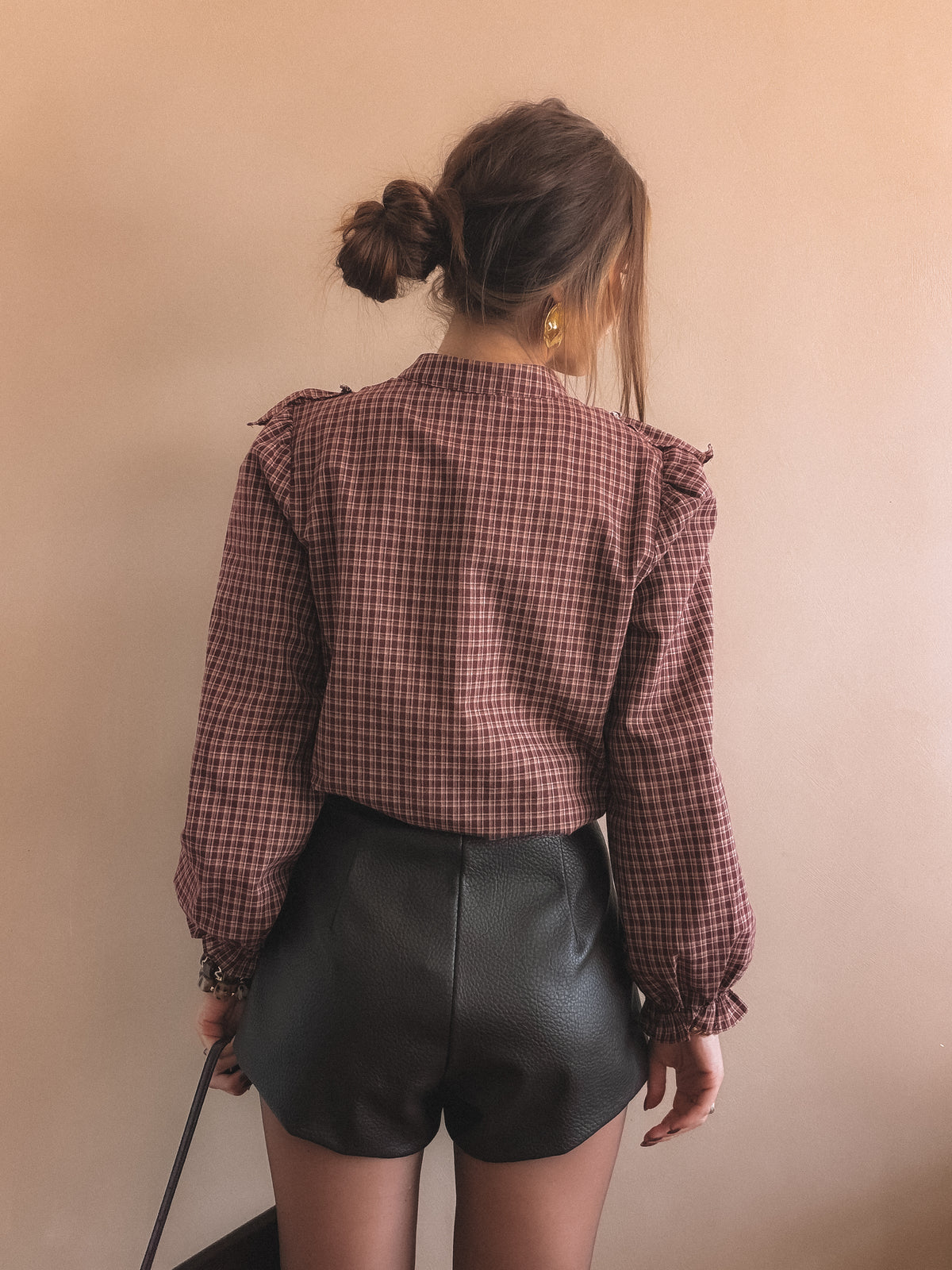 Chemise Alma à carreaux bordeaux