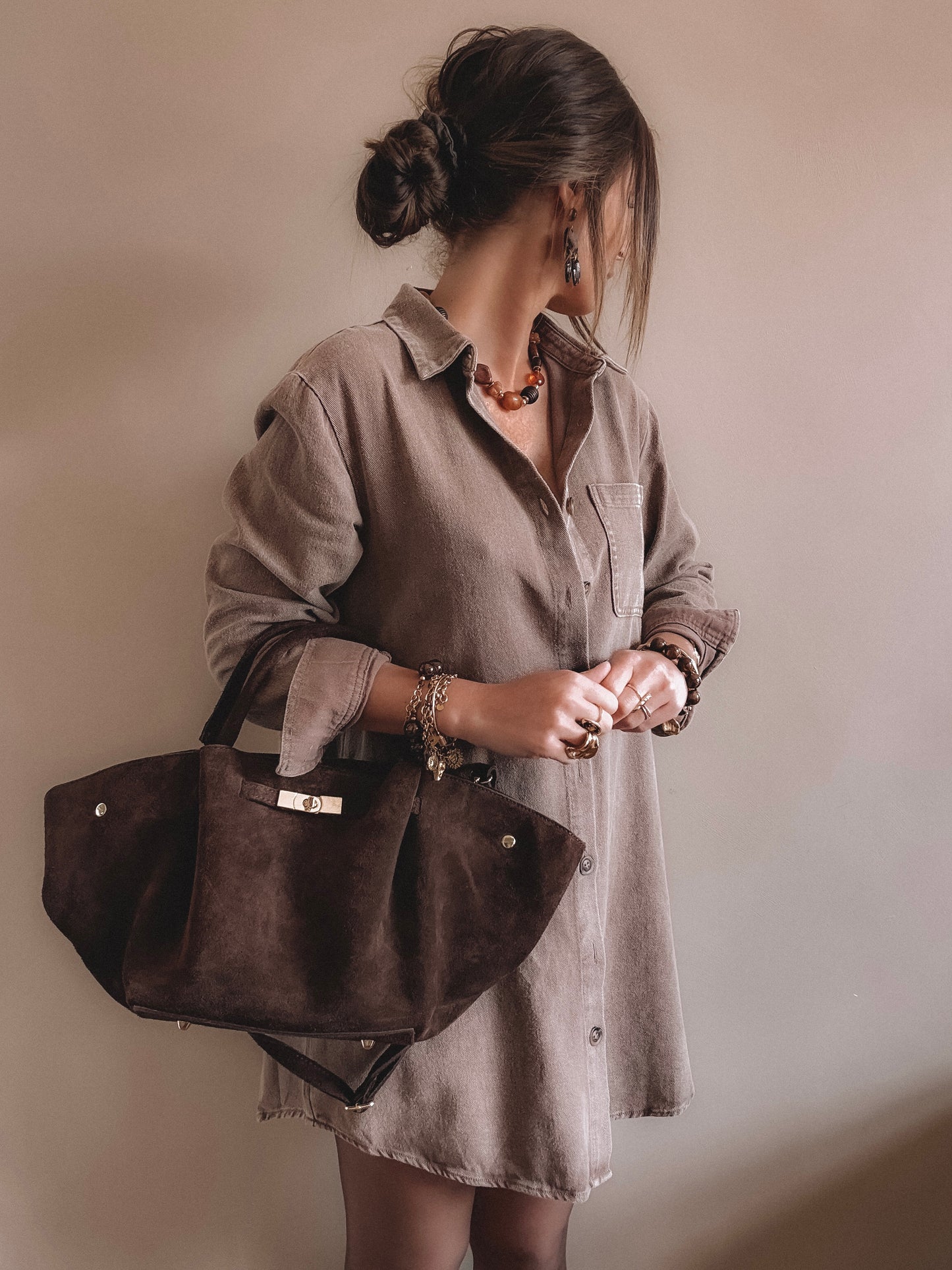 Robe en jean Ines Taupe