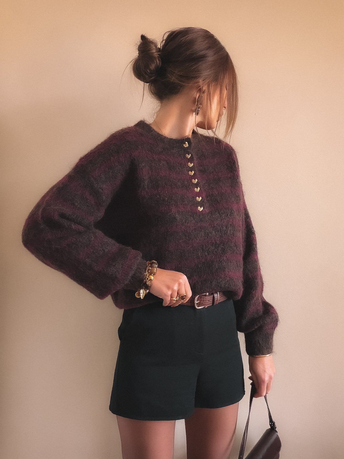 Pull Elya Rayures bordeaux