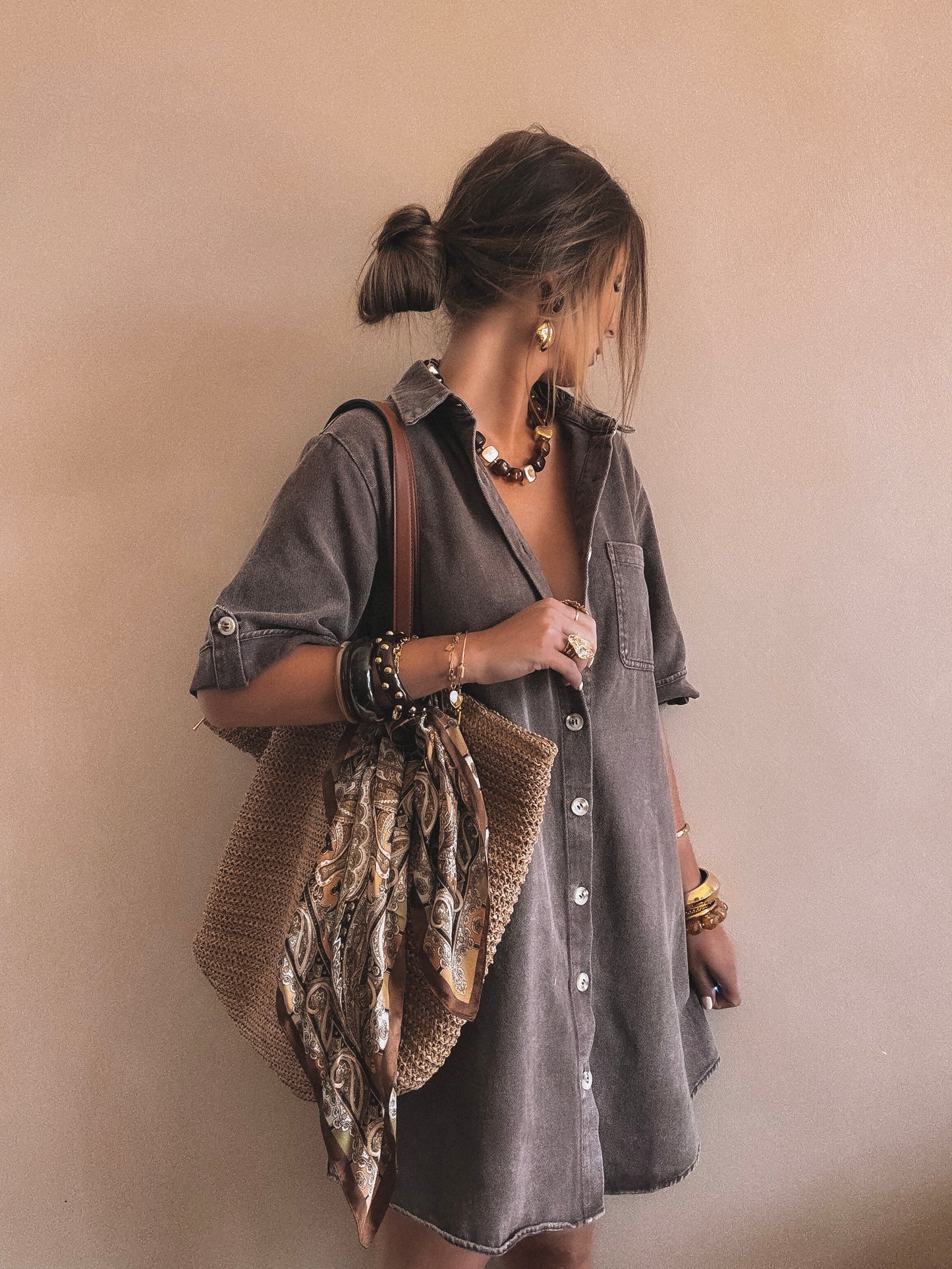 Robe en jean Tara Marron