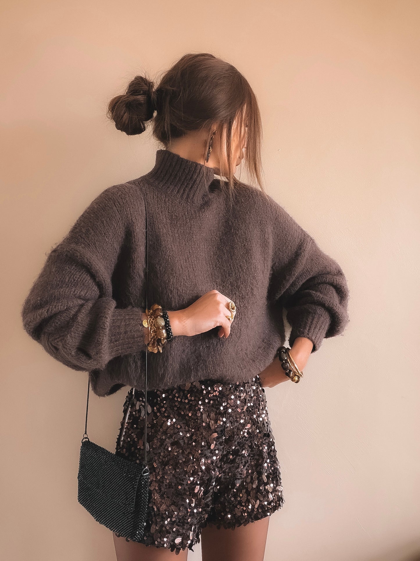 Short Léo Sequins marron