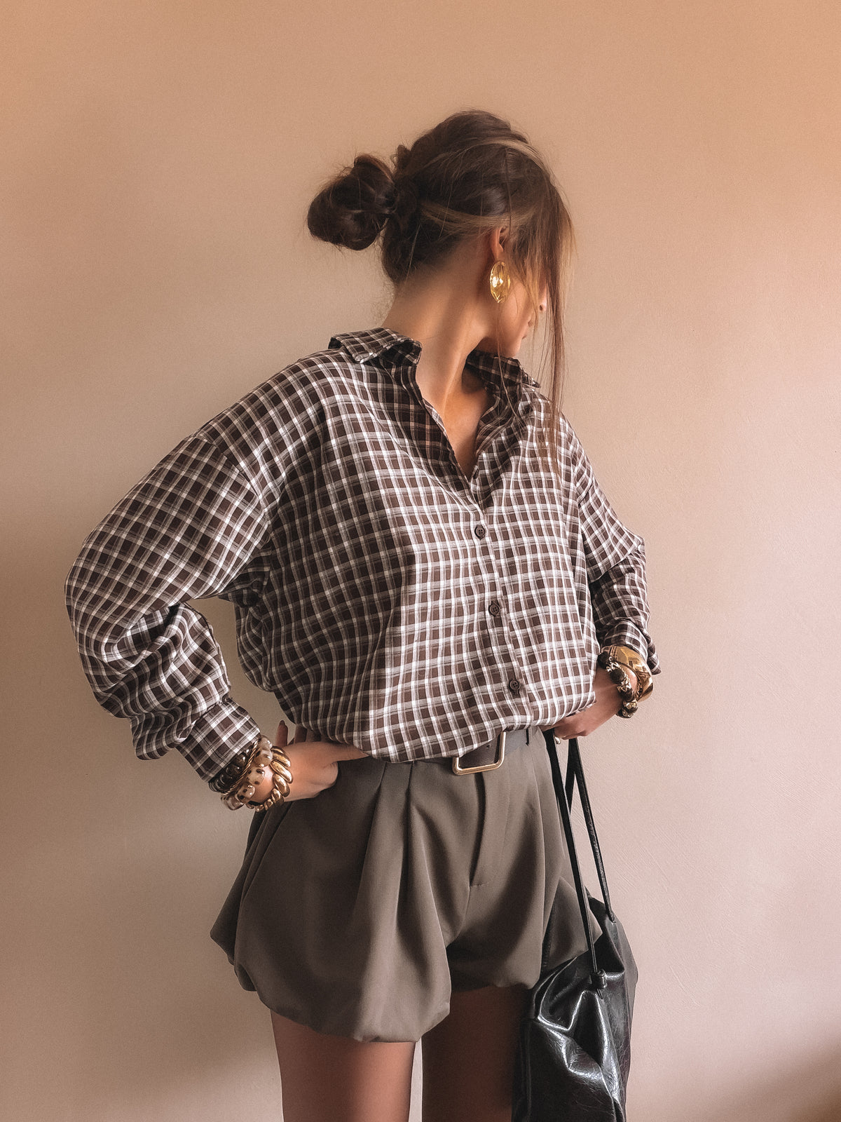 Chemise Sidonie à carreaux Marron