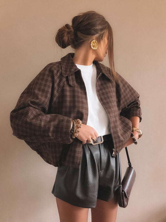 Veste Céléstine à carreaux Marron