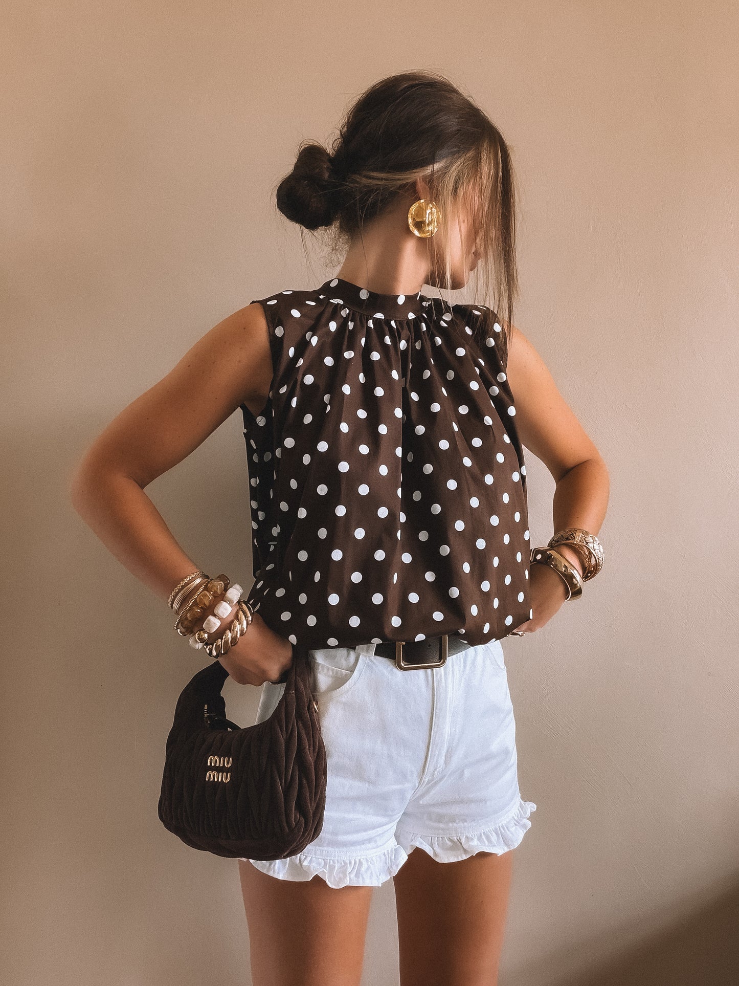 Blouse Célia Marron pois Blanc