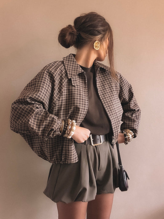 Veste Agathe à carreaux Marron