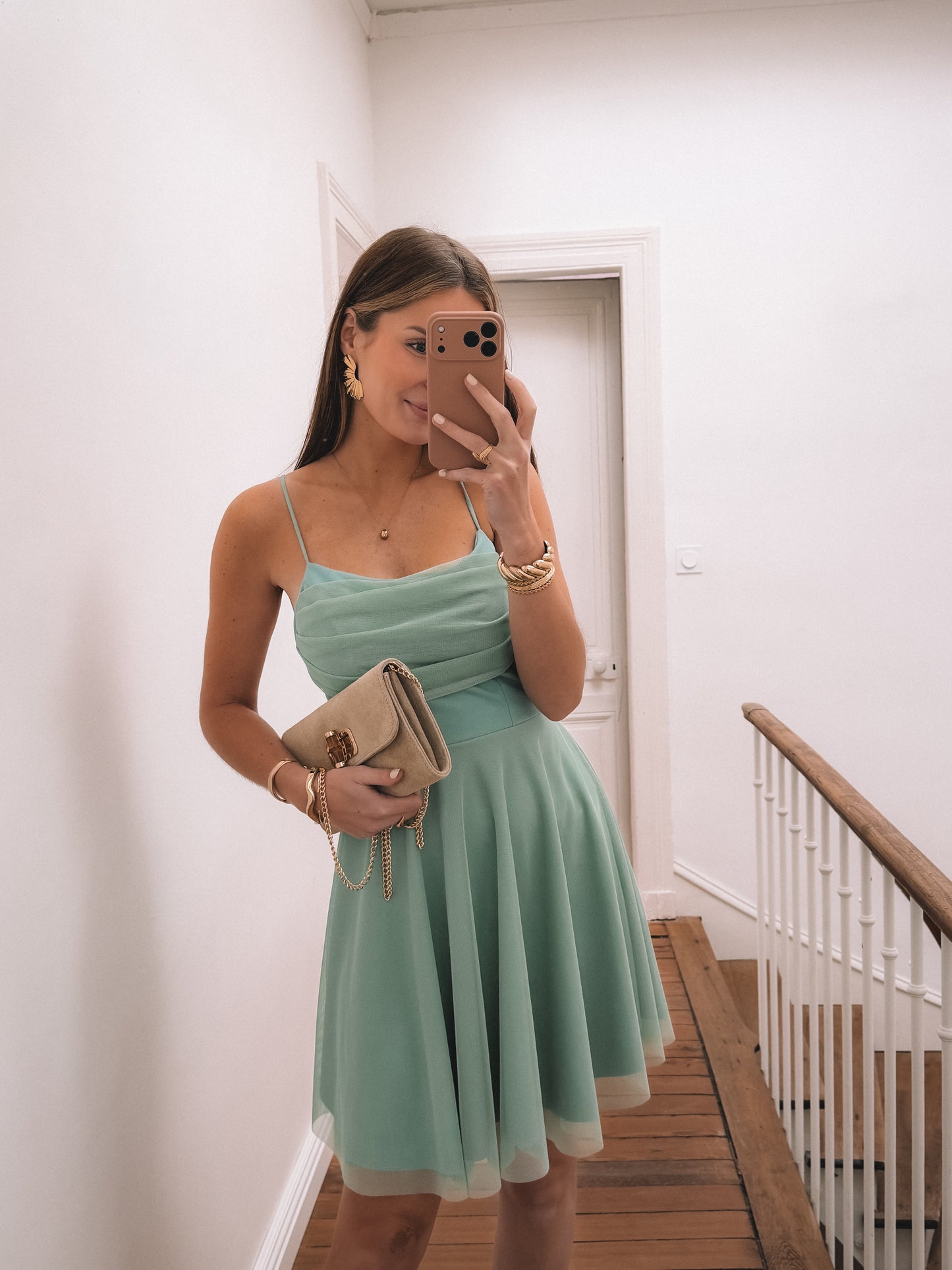 COLLECTION CEREMONIE - Robe courte Talia Vert Sauge