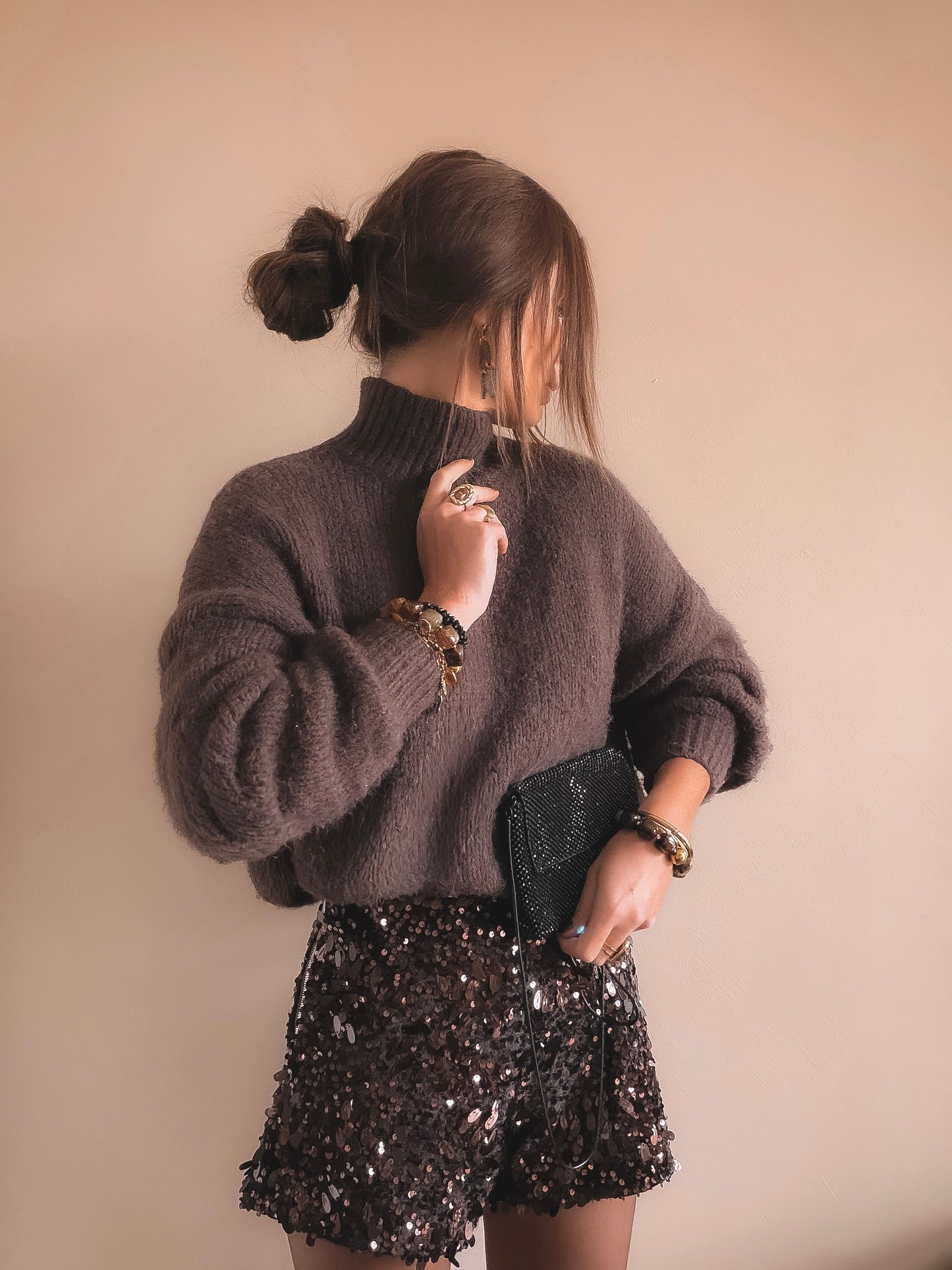 Short Léo Sequins marron