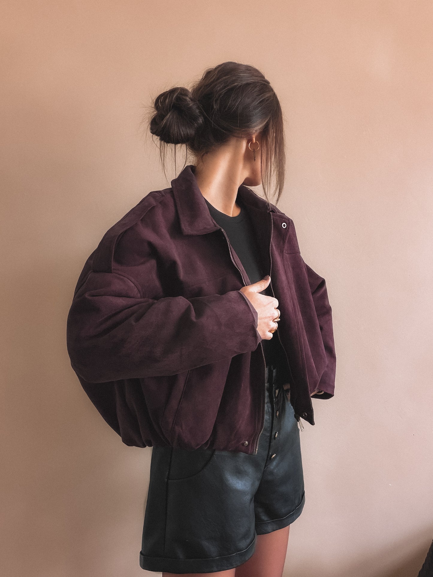 Veste Ruby Suédine Bordeaux