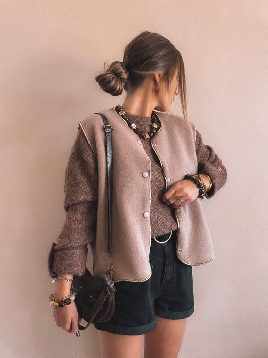 Gilet sans manches Elia beige