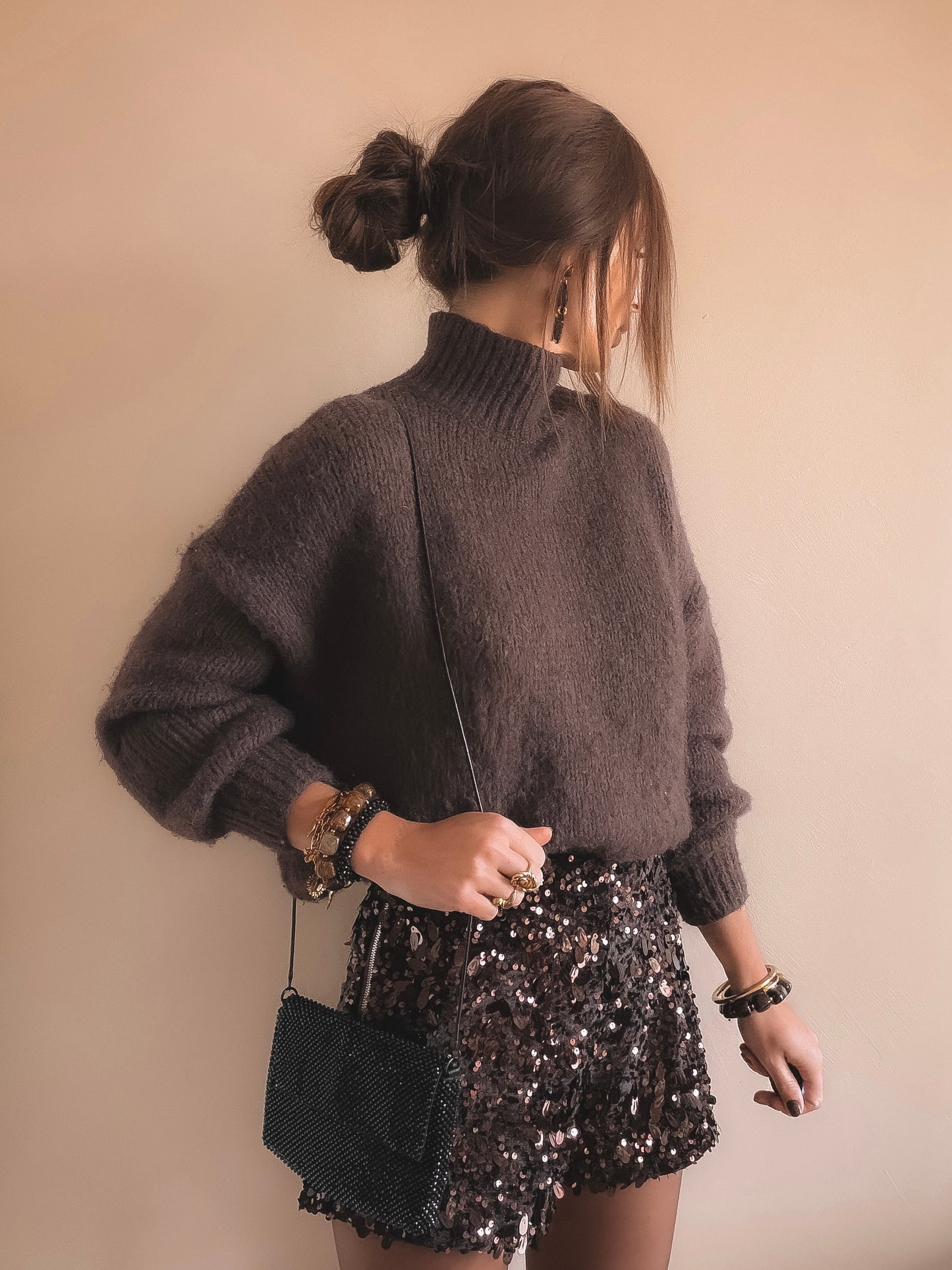 Short Léo Sequins marron