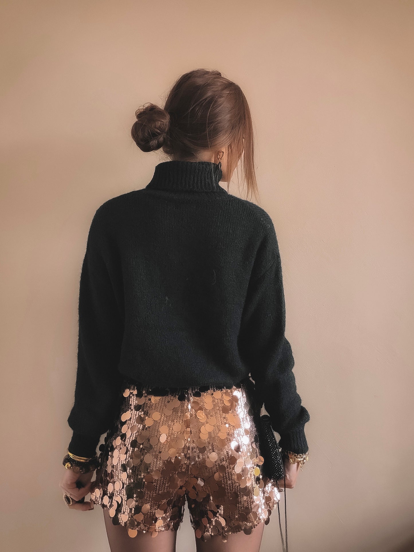 Short Iris Sequins Cuivrés
