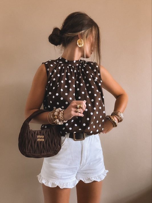 Blouse Célia Marron pois Blanc