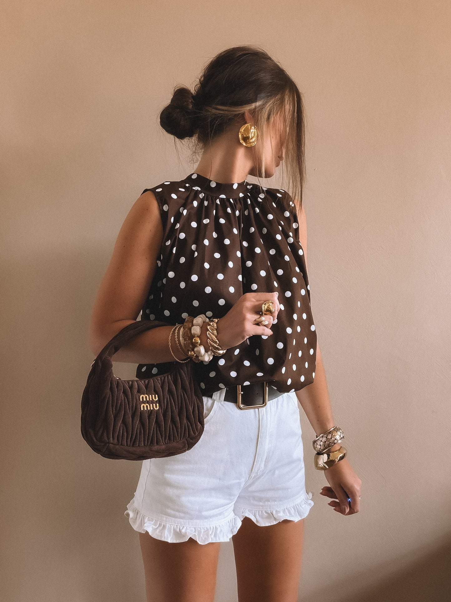 Blouse Célia Marron pois Blanc