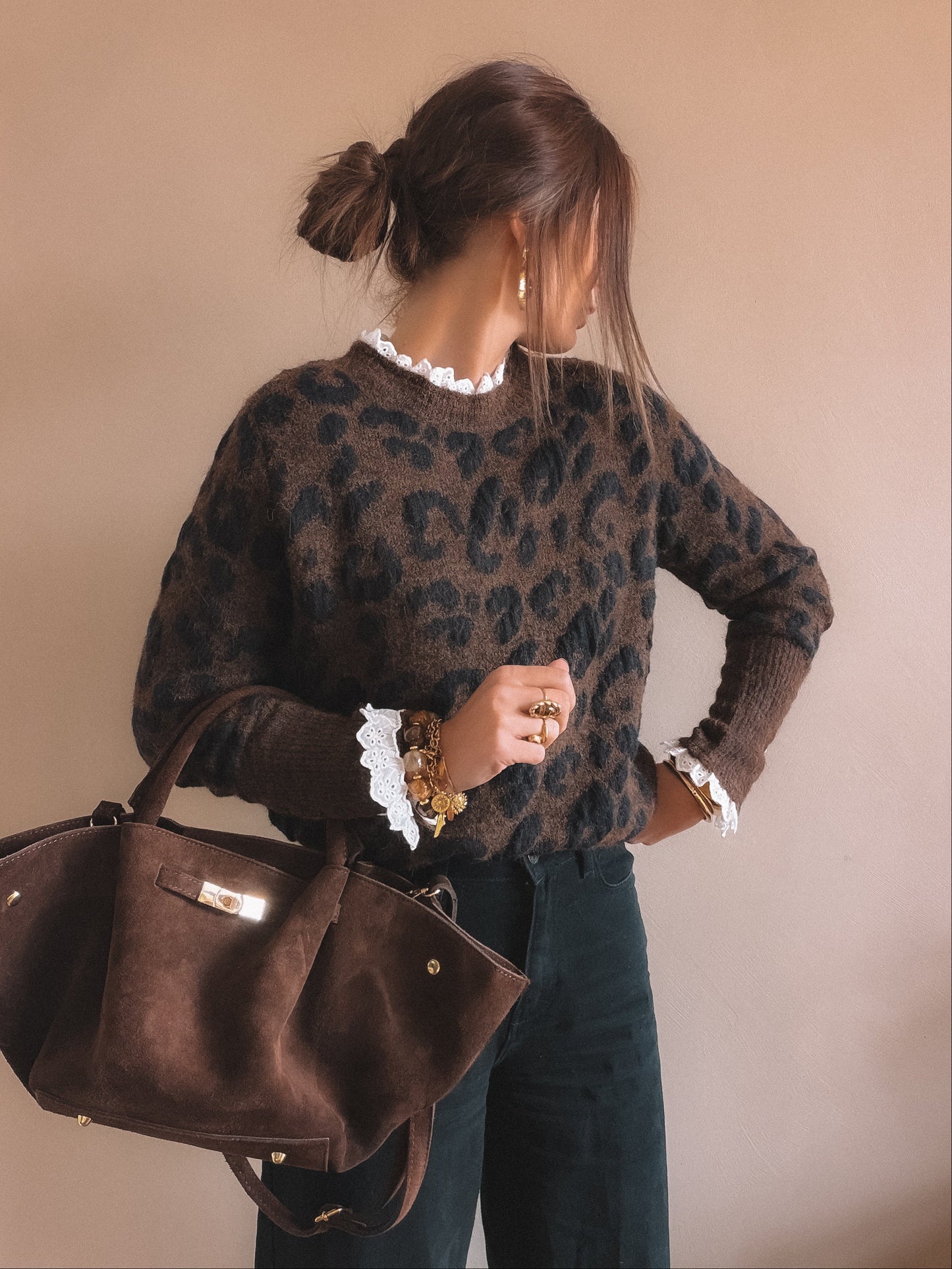 Pull Inès Léopard Marron