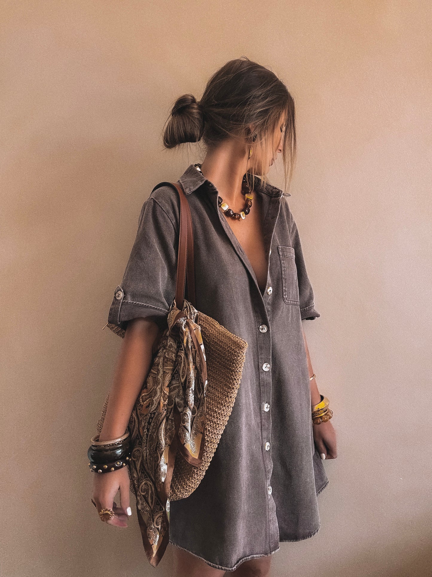 Robe en jean Tara Marron