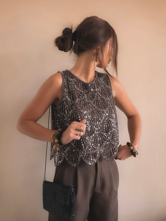 Top Mira Perles Marron