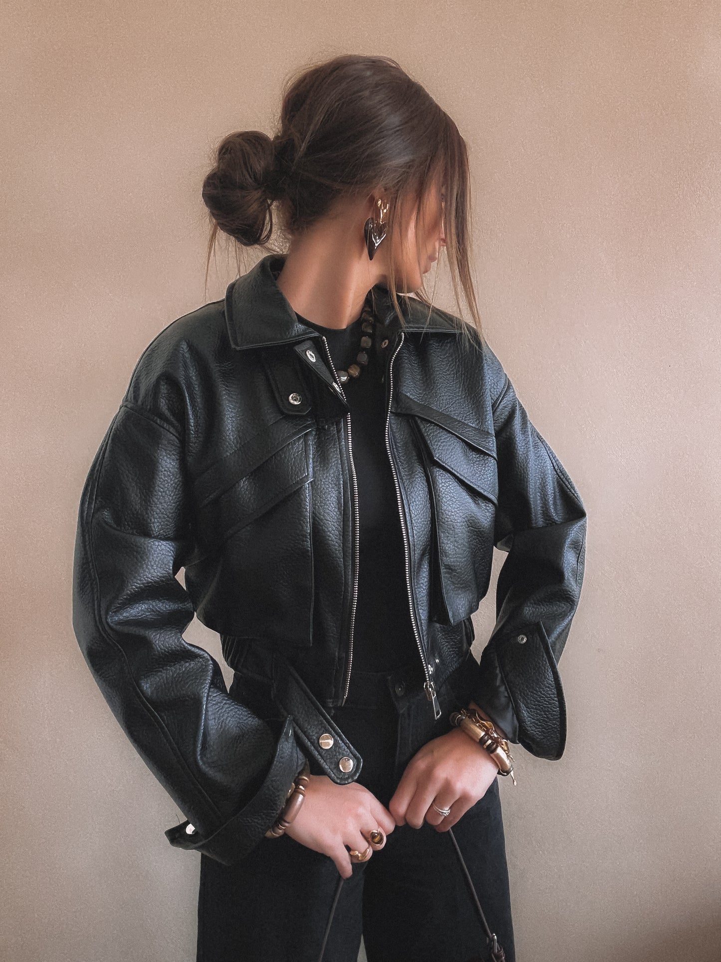 Veste Emma Noir Simili Cuir