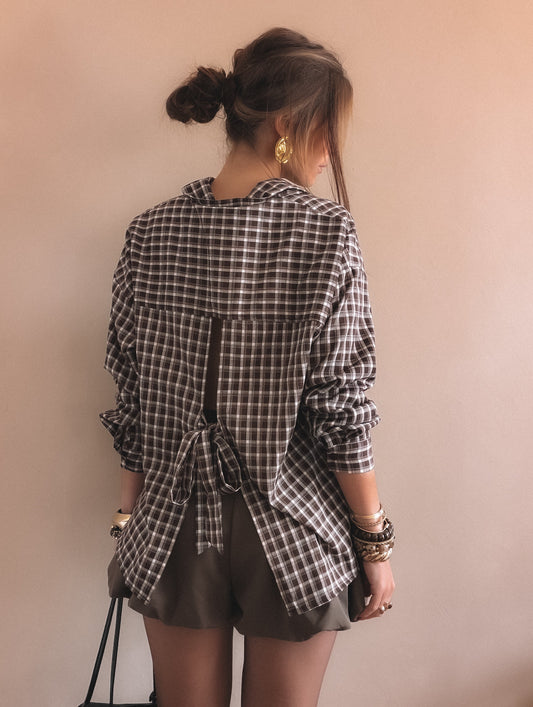 Chemise Sidonie à carreaux Marron
