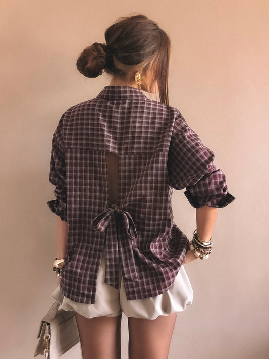Chemise Sidonie à carreaux bordeaux