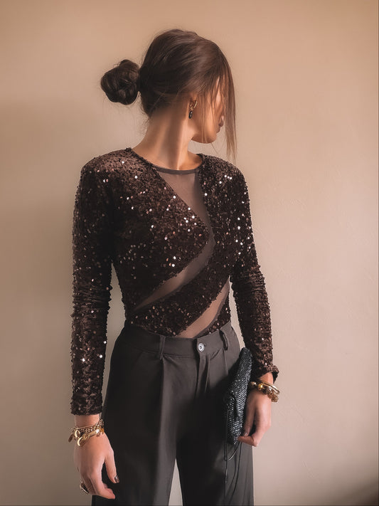 Body Lana Marron sequins