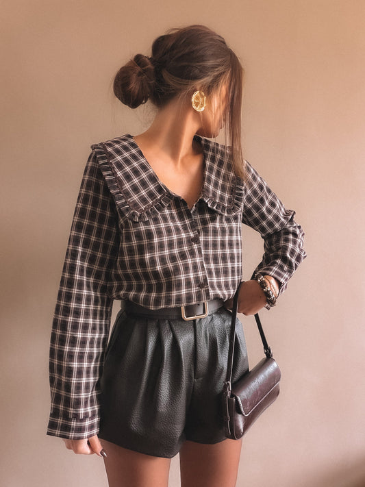 Chemise Isaline à carreaux Marron